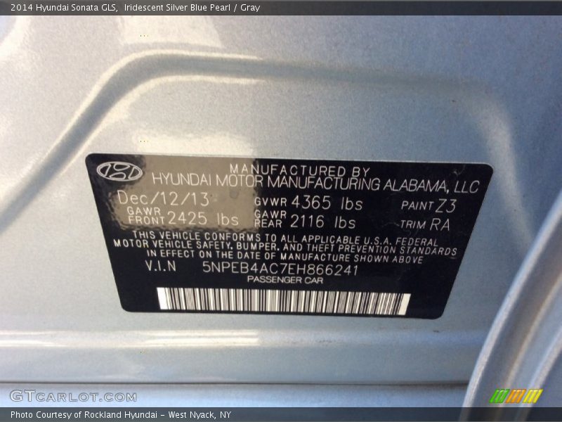 Iridescent Silver Blue Pearl / Gray 2014 Hyundai Sonata GLS