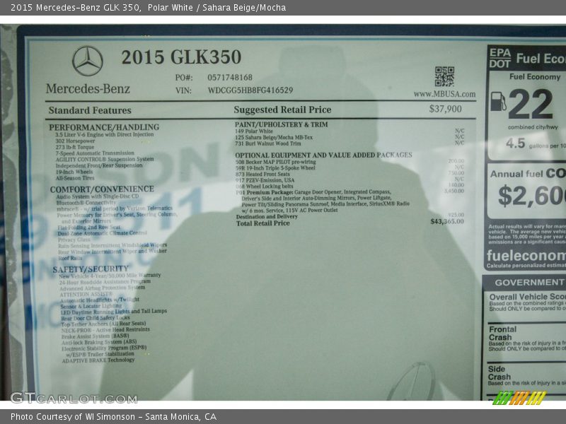 Polar White / Sahara Beige/Mocha 2015 Mercedes-Benz GLK 350