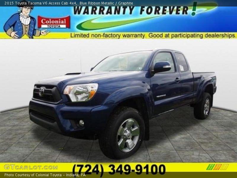 Blue Ribbon Metallic / Graphite 2015 Toyota Tacoma V6 Access Cab 4x4