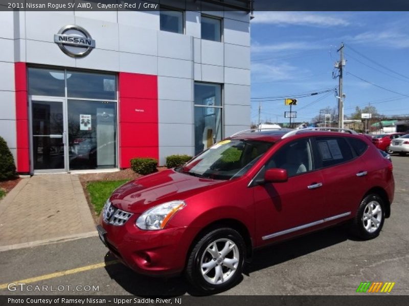 Cayenne Red / Gray 2011 Nissan Rogue SV AWD