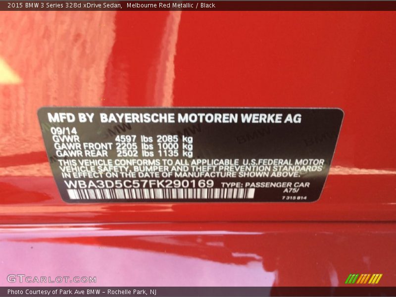 Melbourne Red Metallic / Black 2015 BMW 3 Series 328d xDrive Sedan