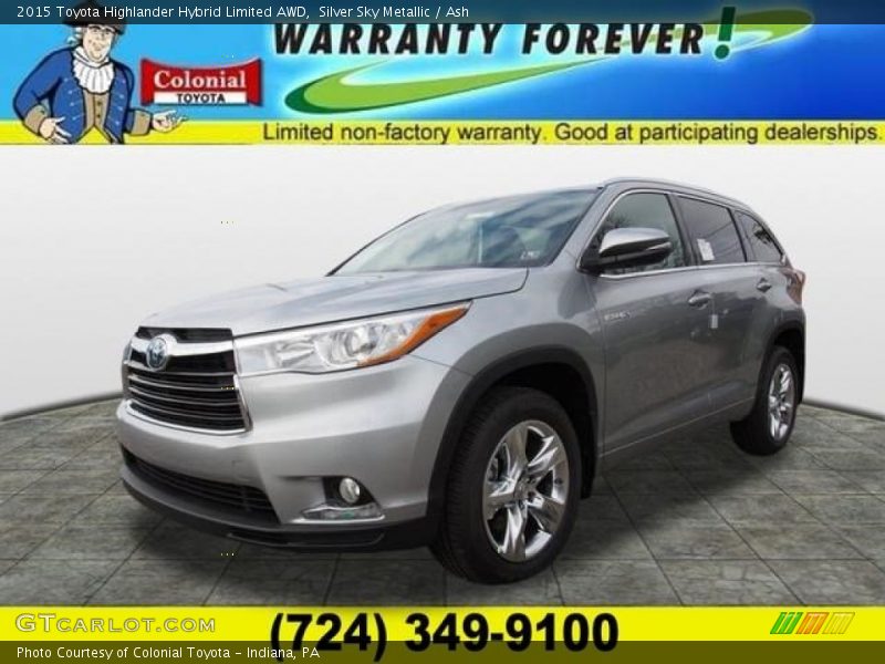 Silver Sky Metallic / Ash 2015 Toyota Highlander Hybrid Limited AWD