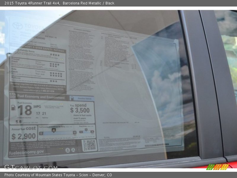 Barcelona Red Metallic / Black 2015 Toyota 4Runner Trail 4x4