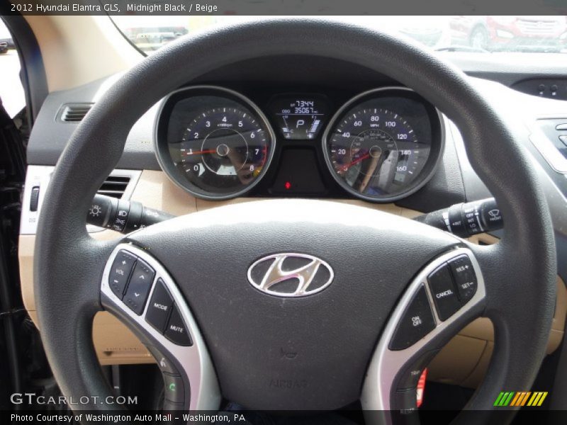Midnight Black / Beige 2012 Hyundai Elantra GLS