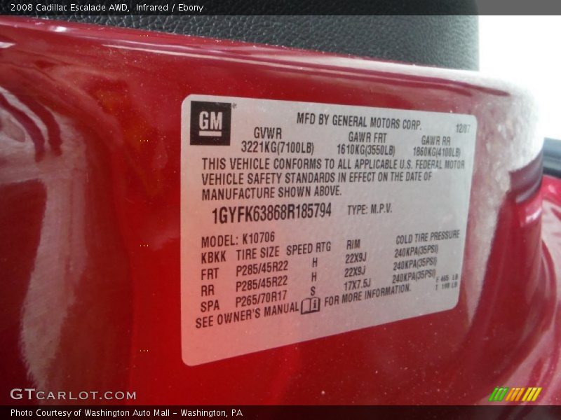 Infrared / Ebony 2008 Cadillac Escalade AWD