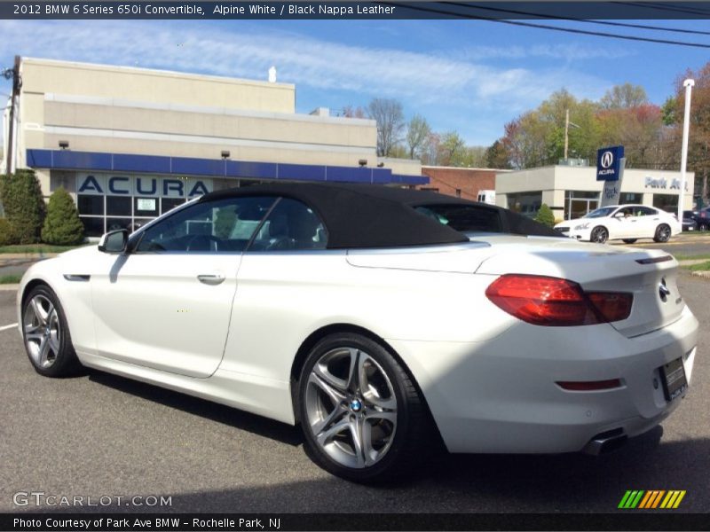 Alpine White / Black Nappa Leather 2012 BMW 6 Series 650i Convertible