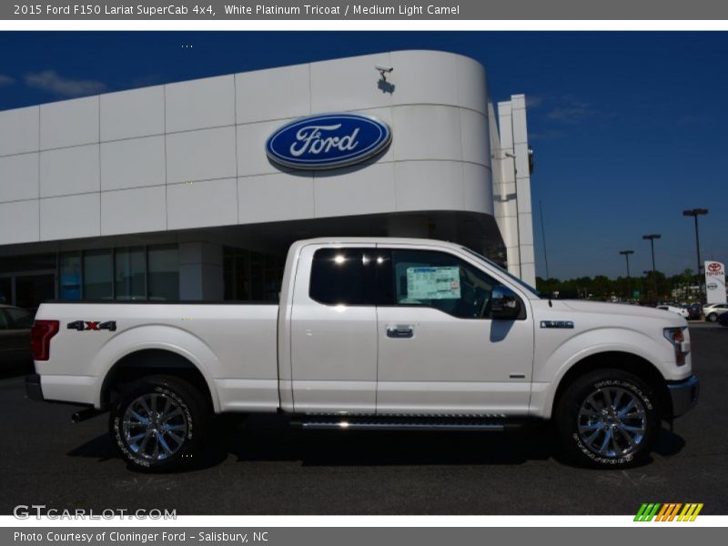 White Platinum Tricoat / Medium Light Camel 2015 Ford F150 Lariat SuperCab 4x4