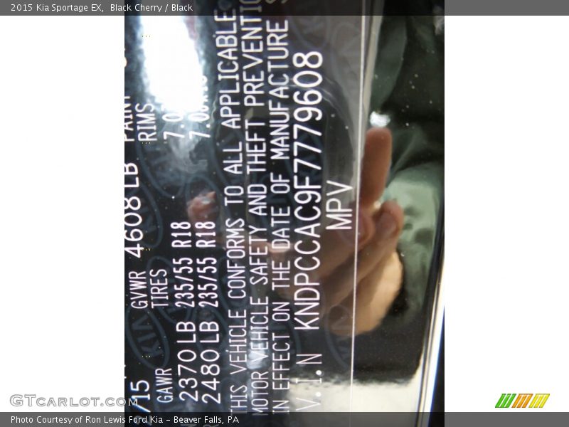 Black Cherry / Black 2015 Kia Sportage EX