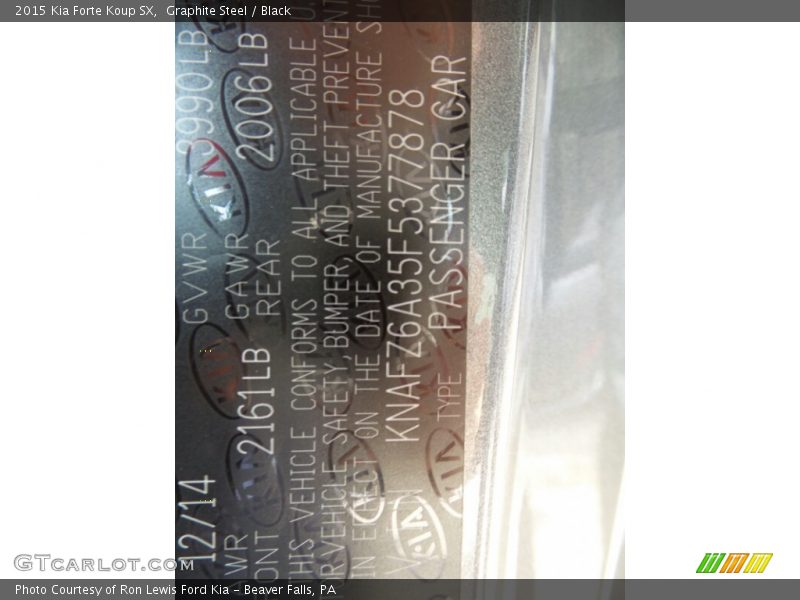 Graphite Steel / Black 2015 Kia Forte Koup SX