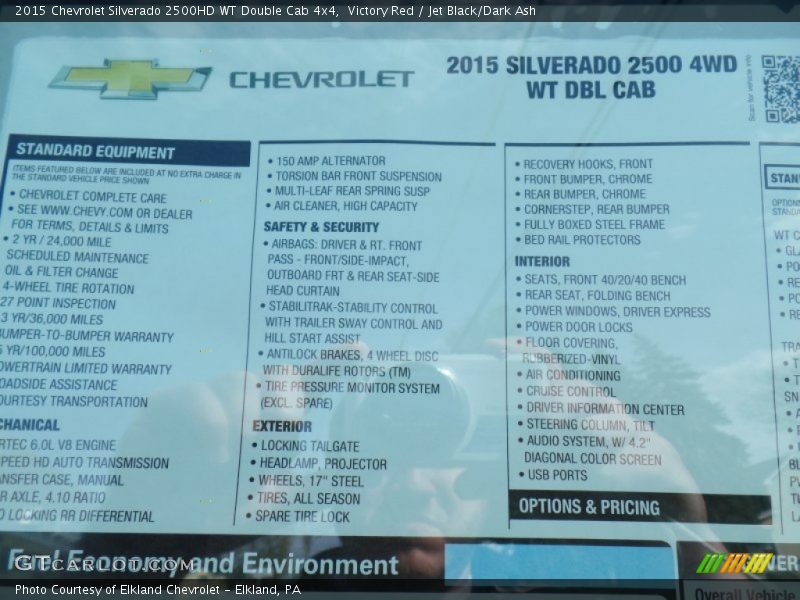 Victory Red / Jet Black/Dark Ash 2015 Chevrolet Silverado 2500HD WT Double Cab 4x4