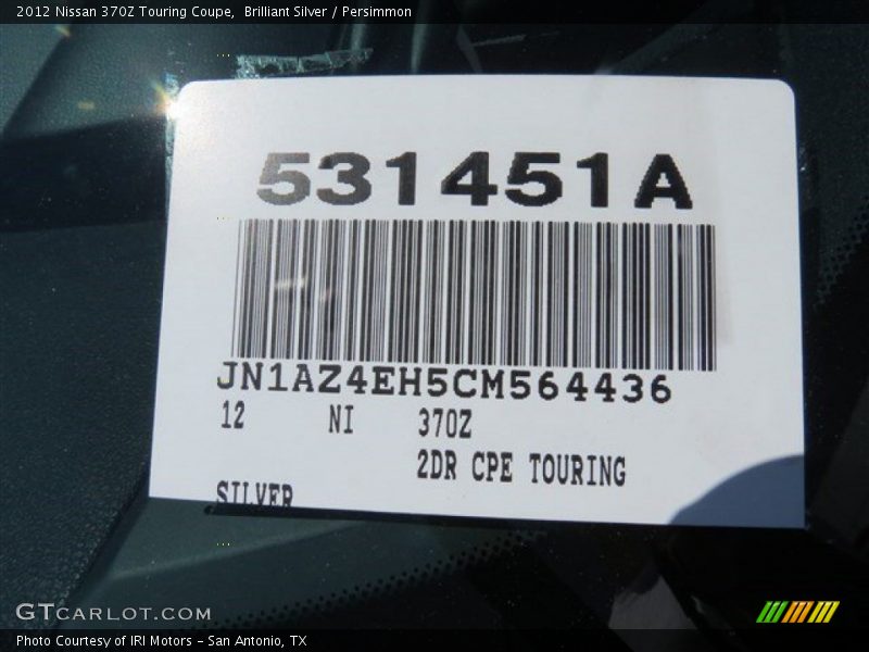 Brilliant Silver / Persimmon 2012 Nissan 370Z Touring Coupe
