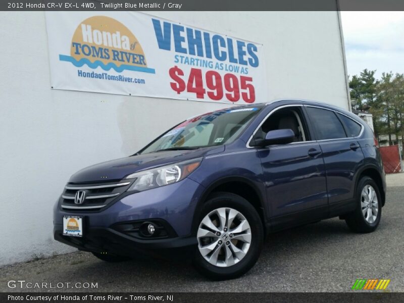 Twilight Blue Metallic / Gray 2012 Honda CR-V EX-L 4WD