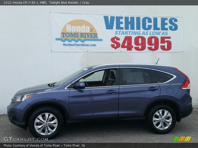 Twilight Blue Metallic / Gray 2012 Honda CR-V EX-L 4WD