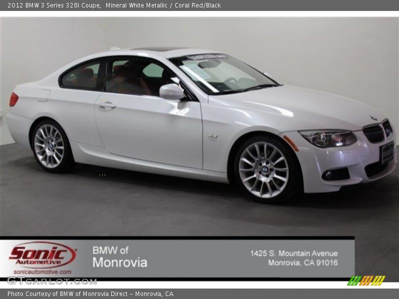 Mineral White Metallic / Coral Red/Black 2012 BMW 3 Series 328i Coupe