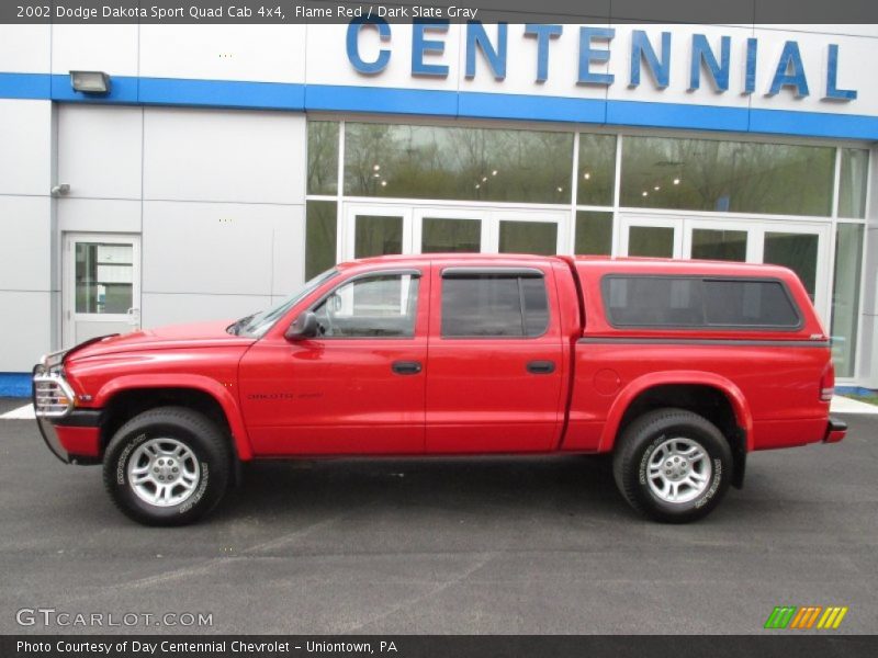 Flame Red / Dark Slate Gray 2002 Dodge Dakota Sport Quad Cab 4x4