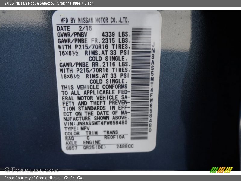 Graphite Blue / Black 2015 Nissan Rogue Select S