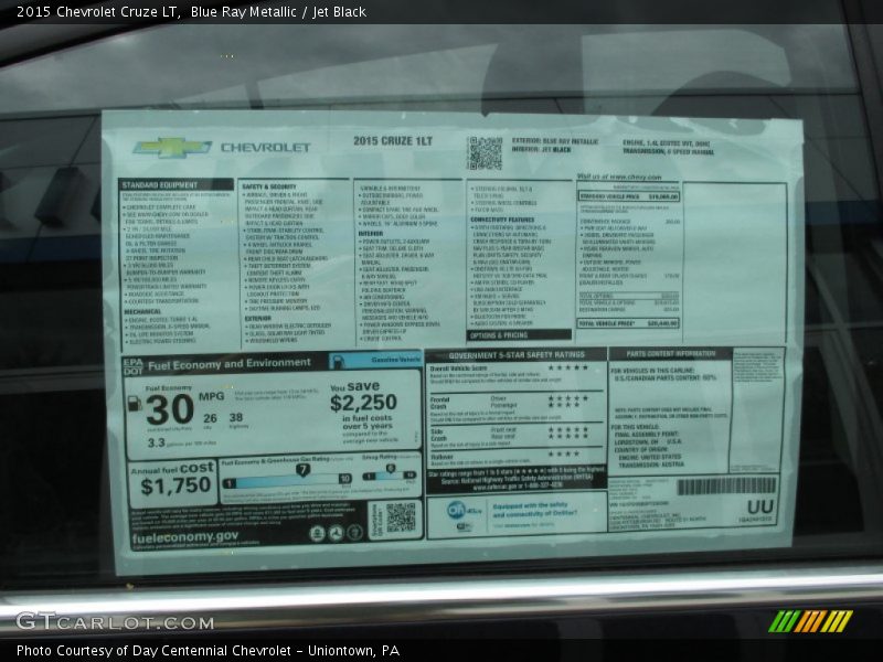 Blue Ray Metallic / Jet Black 2015 Chevrolet Cruze LT