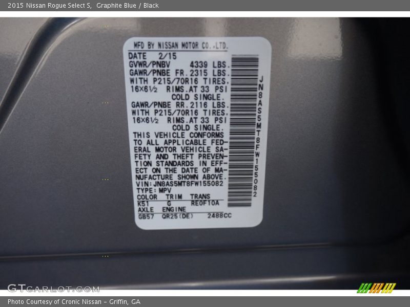 Graphite Blue / Black 2015 Nissan Rogue Select S