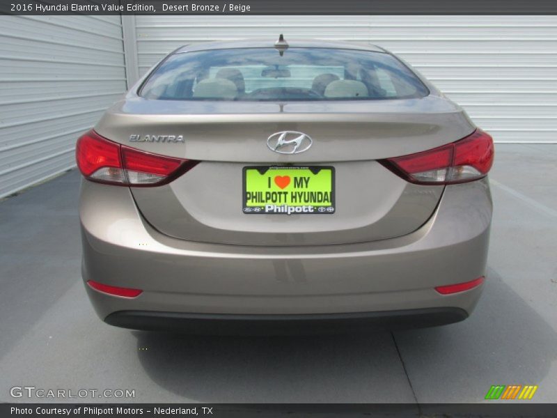 Desert Bronze / Beige 2016 Hyundai Elantra Value Edition
