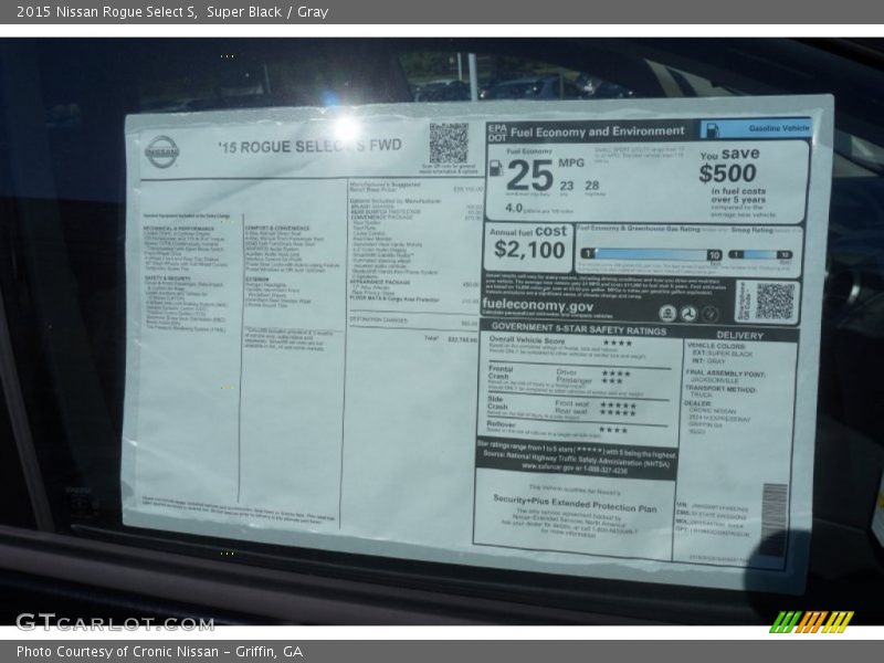 Super Black / Gray 2015 Nissan Rogue Select S