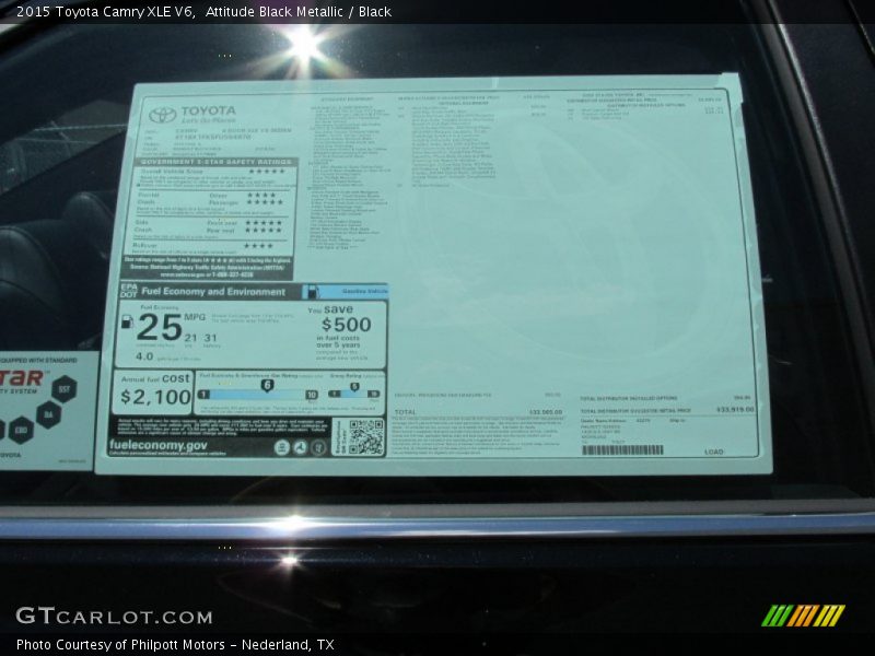 Attitude Black Metallic / Black 2015 Toyota Camry XLE V6