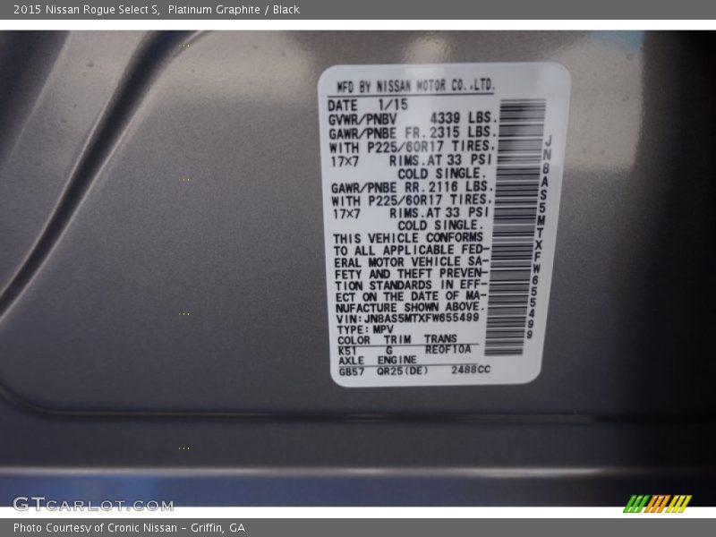 2015 Rogue Select S Platinum Graphite Color Code K51