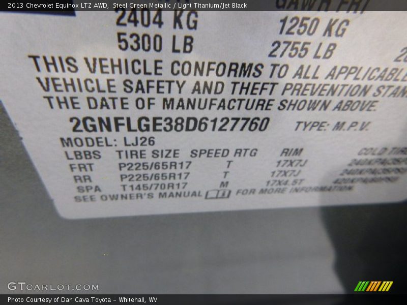 Steel Green Metallic / Light Titanium/Jet Black 2013 Chevrolet Equinox LTZ AWD