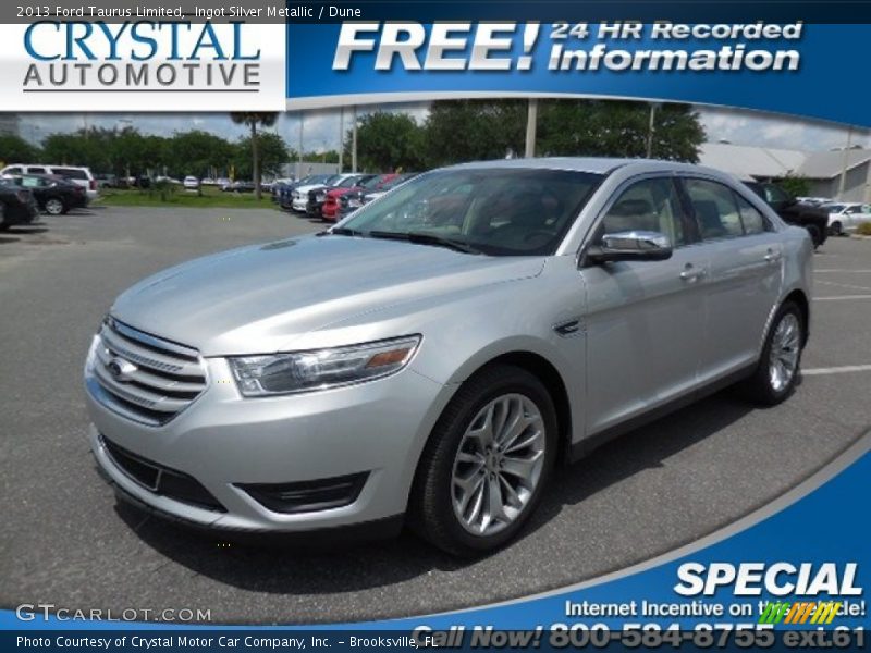 Ingot Silver Metallic / Dune 2013 Ford Taurus Limited