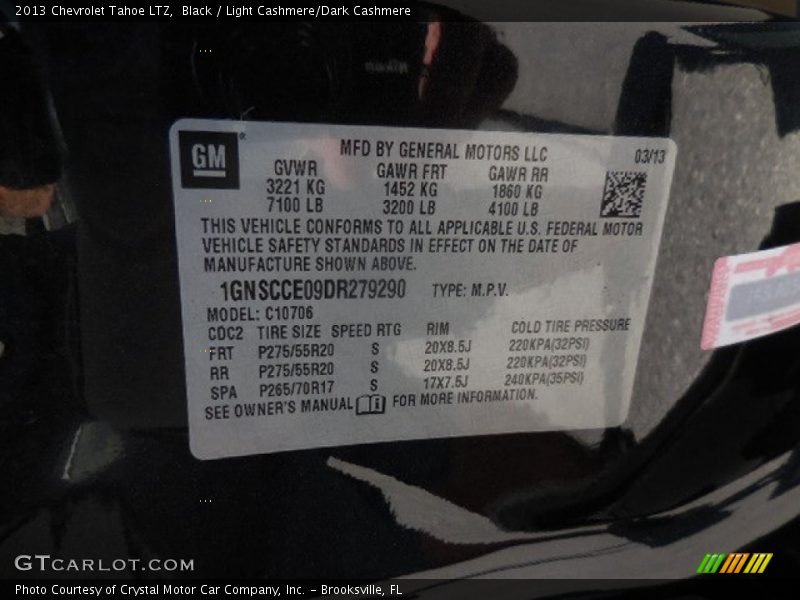 Black / Light Cashmere/Dark Cashmere 2013 Chevrolet Tahoe LTZ