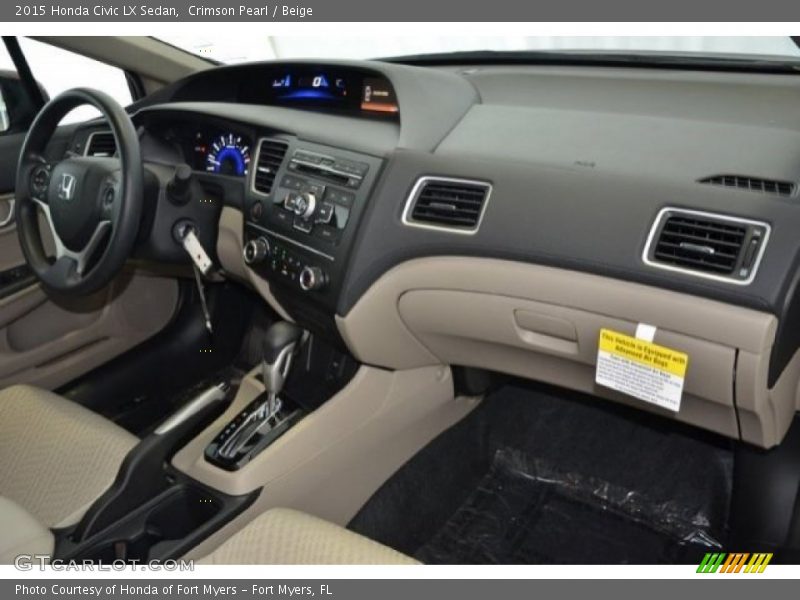 Crimson Pearl / Beige 2015 Honda Civic LX Sedan