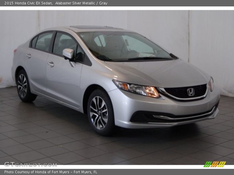 Alabaster Silver Metallic / Gray 2015 Honda Civic EX Sedan