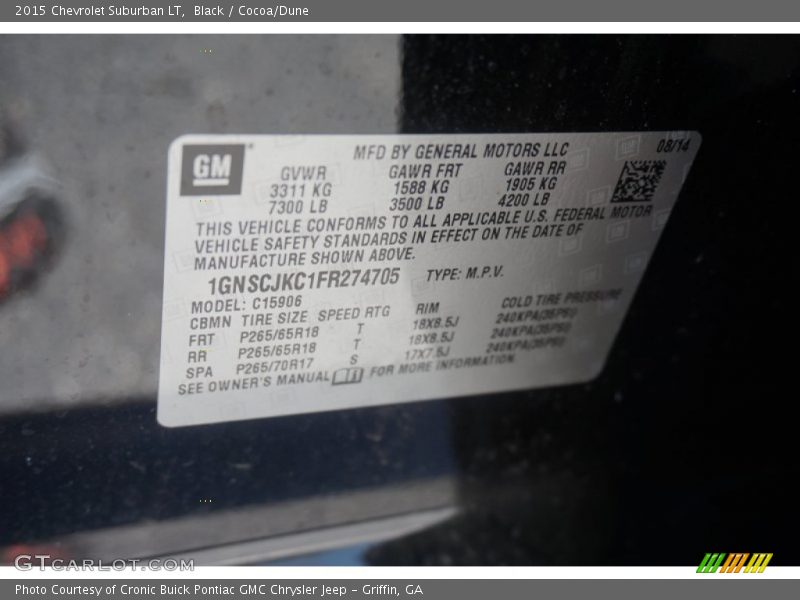 Black / Cocoa/Dune 2015 Chevrolet Suburban LT