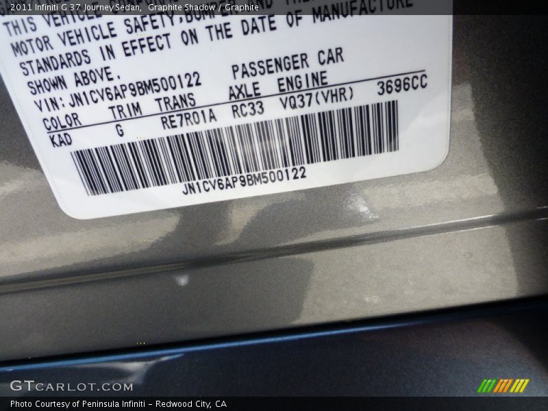 Graphite Shadow / Graphite 2011 Infiniti G 37 Journey Sedan