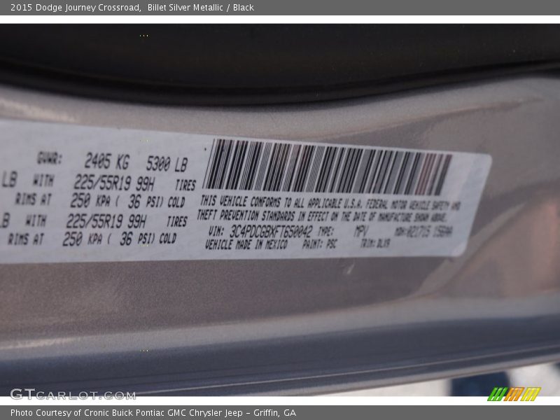 Billet Silver Metallic / Black 2015 Dodge Journey Crossroad