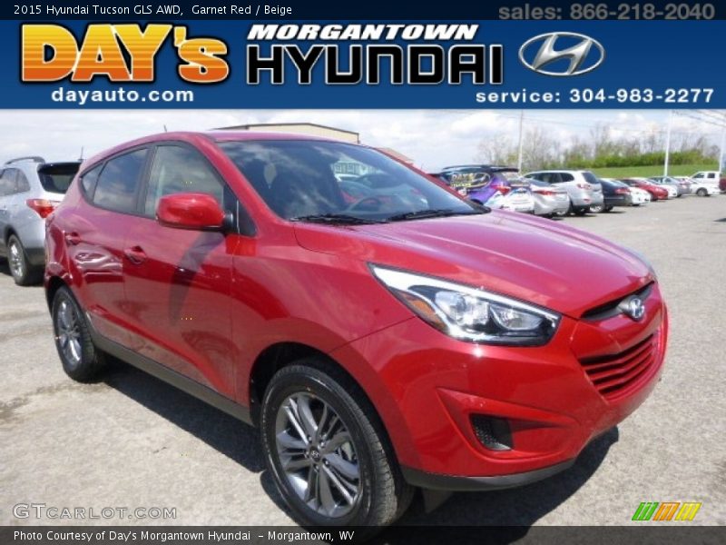 Garnet Red / Beige 2015 Hyundai Tucson GLS AWD
