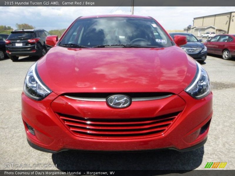 Garnet Red / Beige 2015 Hyundai Tucson GLS AWD