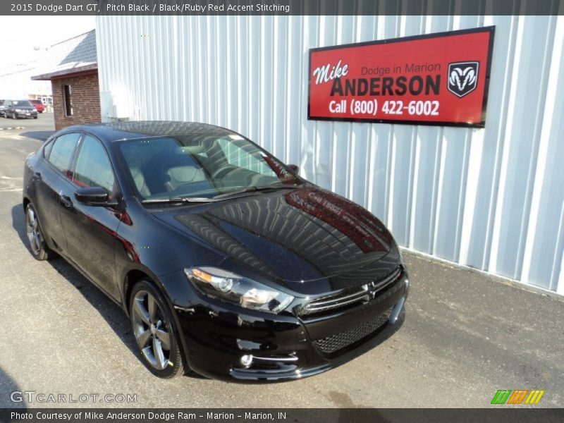 Pitch Black / Black/Ruby Red Accent Stitching 2015 Dodge Dart GT