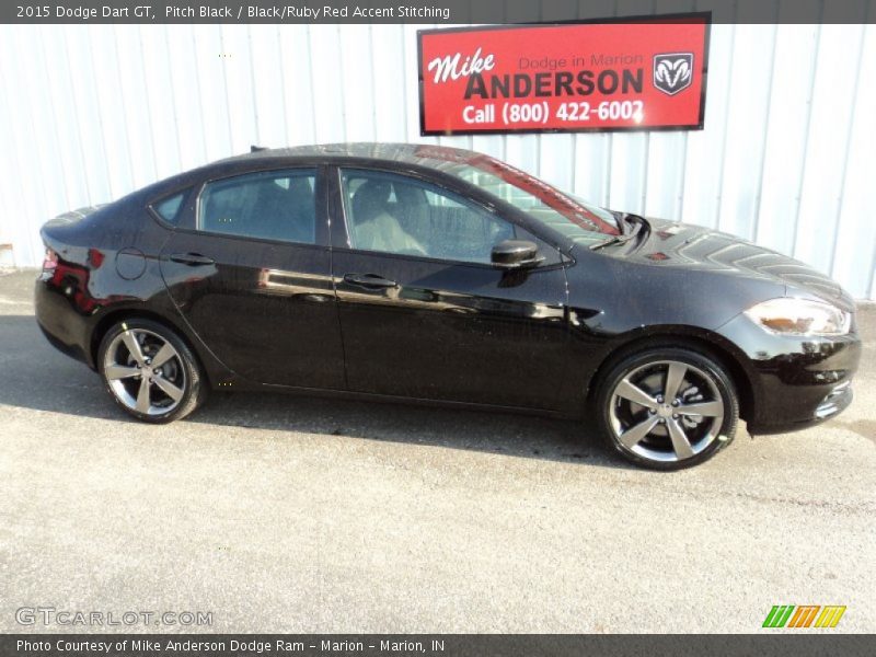 Pitch Black / Black/Ruby Red Accent Stitching 2015 Dodge Dart GT