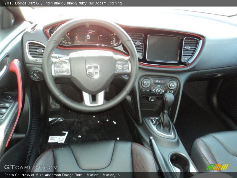 Pitch Black / Black/Ruby Red Accent Stitching 2015 Dodge Dart GT