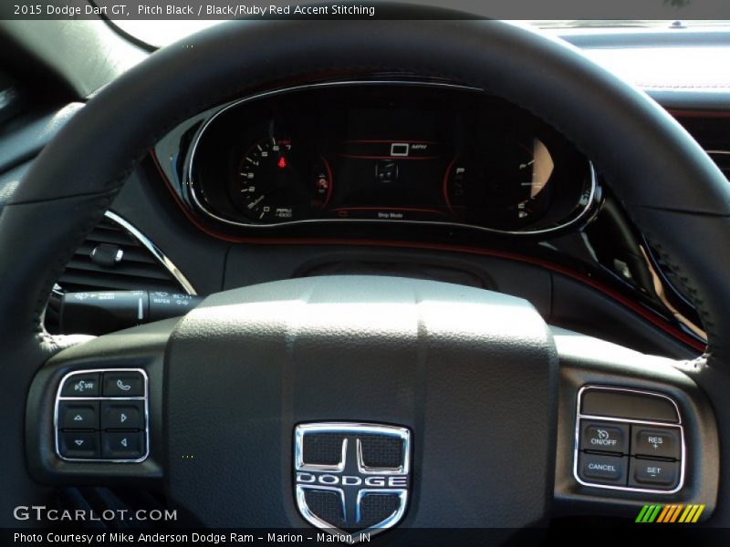 Pitch Black / Black/Ruby Red Accent Stitching 2015 Dodge Dart GT