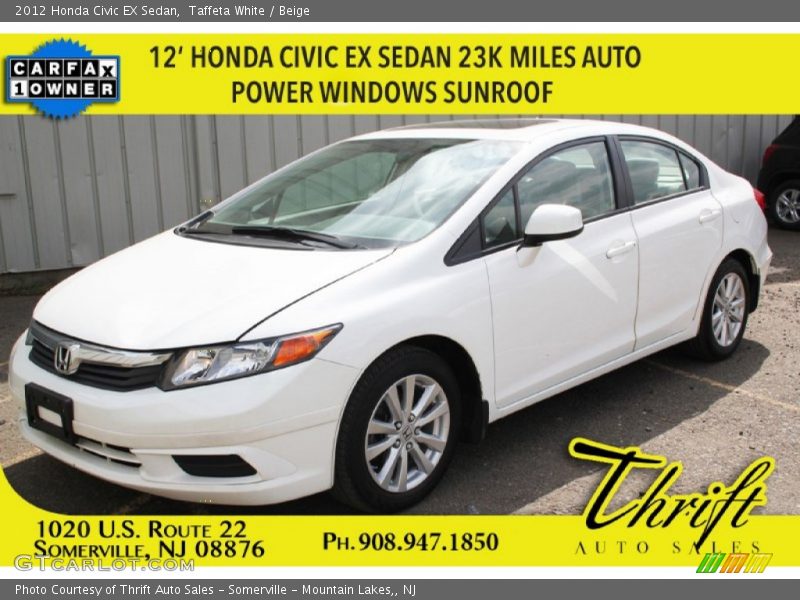 Taffeta White / Beige 2012 Honda Civic EX Sedan