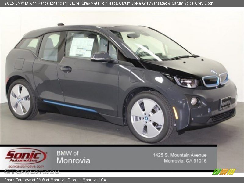 Laurel Grey Metallic / Mega Carum Spice Grey Sensatec & Carum Spice Grey Cloth 2015 BMW i3 with Range Extender