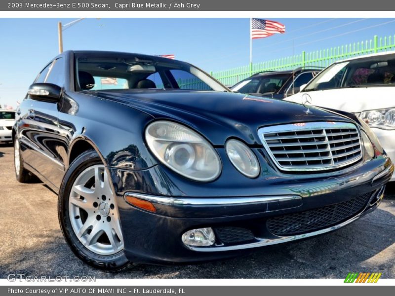 Capri Blue Metallic / Ash Grey 2003 Mercedes-Benz E 500 Sedan