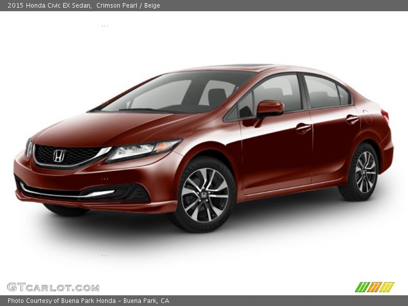 Crimson Pearl / Beige 2015 Honda Civic EX Sedan