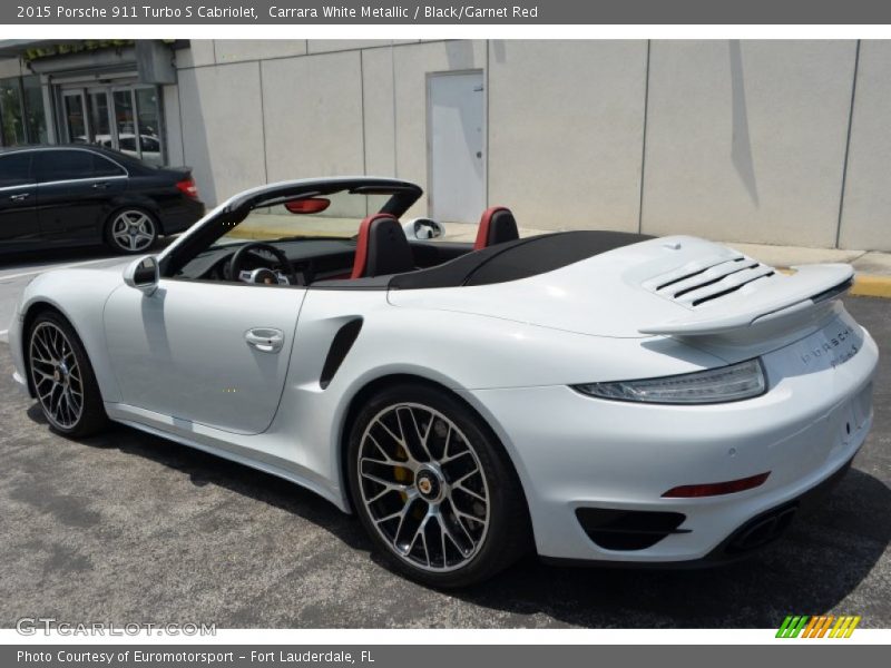 Carrara White Metallic / Black/Garnet Red 2015 Porsche 911 Turbo S Cabriolet