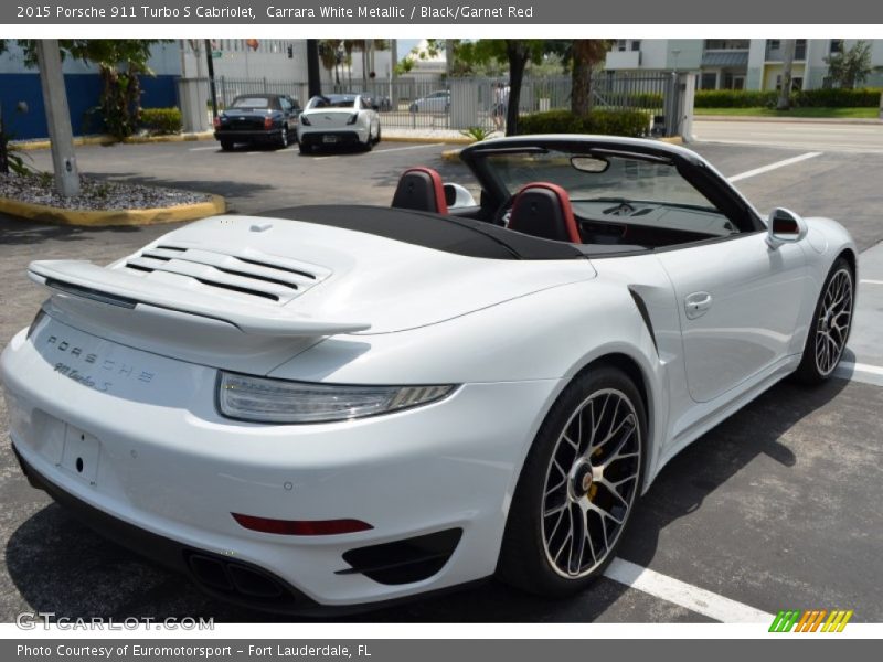 Carrara White Metallic / Black/Garnet Red 2015 Porsche 911 Turbo S Cabriolet