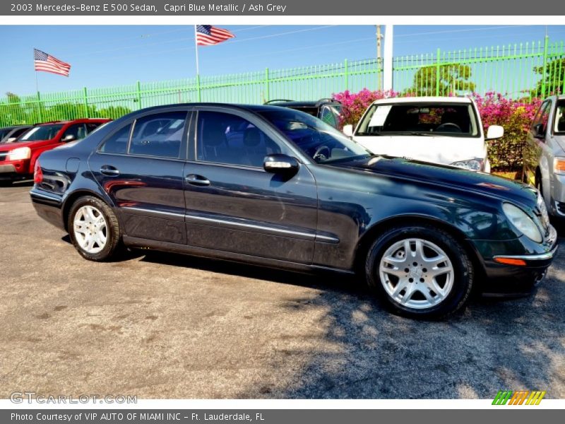 Capri Blue Metallic / Ash Grey 2003 Mercedes-Benz E 500 Sedan