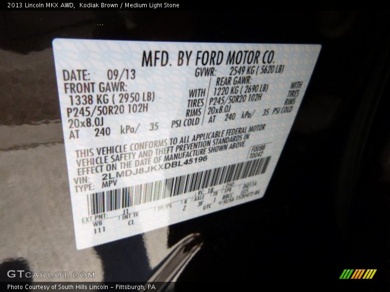 Kodiak Brown / Medium Light Stone 2013 Lincoln MKX AWD