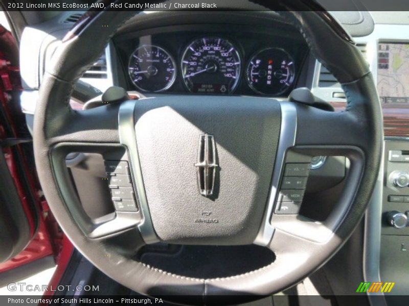 Red Candy Metallic / Charcoal Black 2012 Lincoln MKS EcoBoost AWD