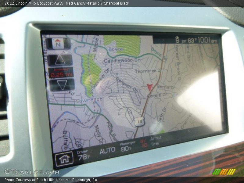 Red Candy Metallic / Charcoal Black 2012 Lincoln MKS EcoBoost AWD